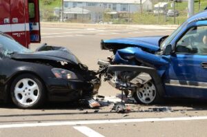 Head-on collision aftermath photo