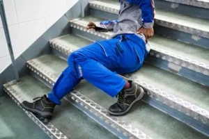 Man falling on stairs