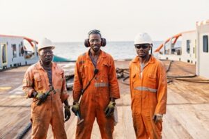 Maritime workers on a ship